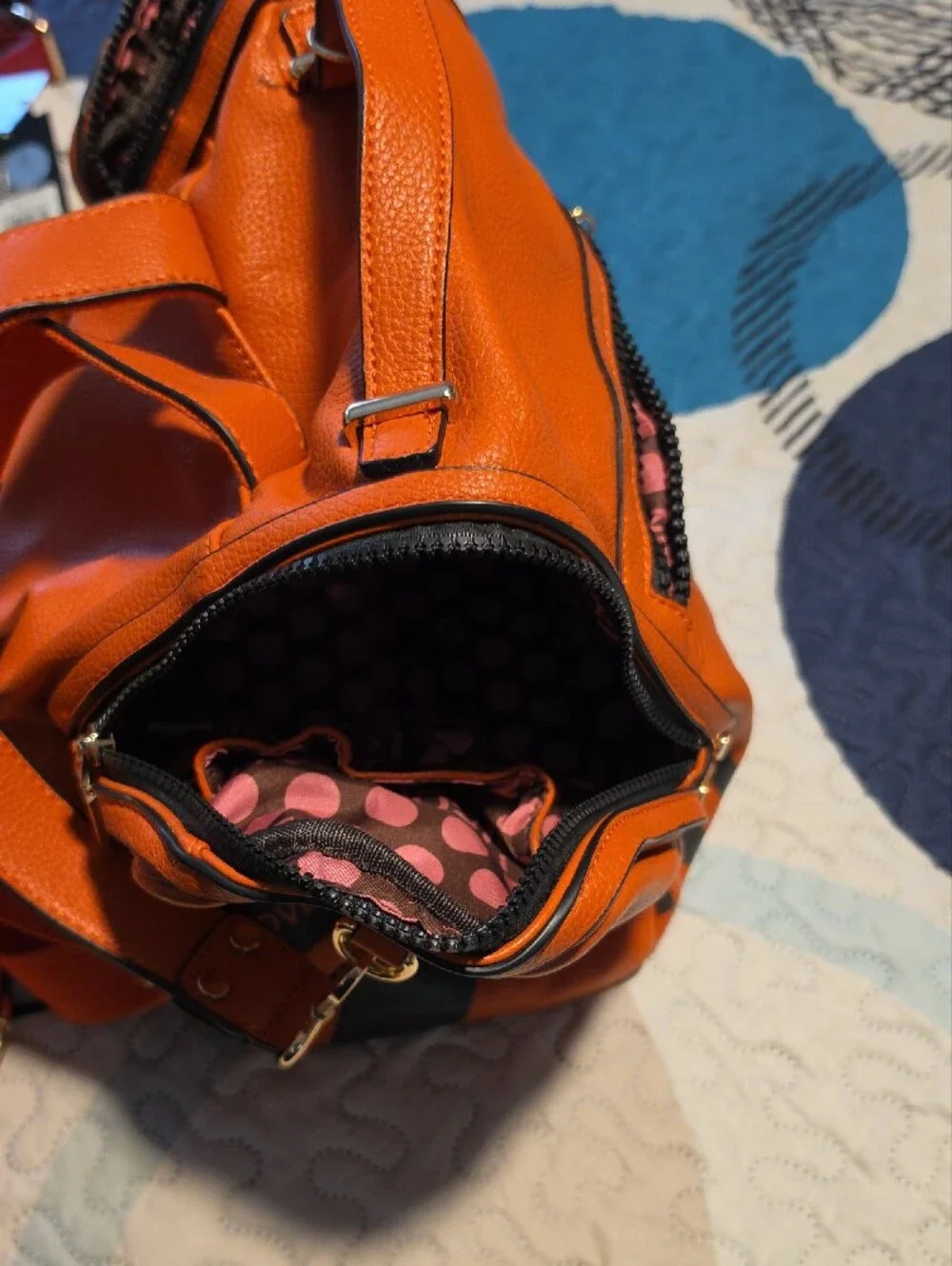 Leather Orange Crossbody Backpack - 'Love Me or Hate Me'